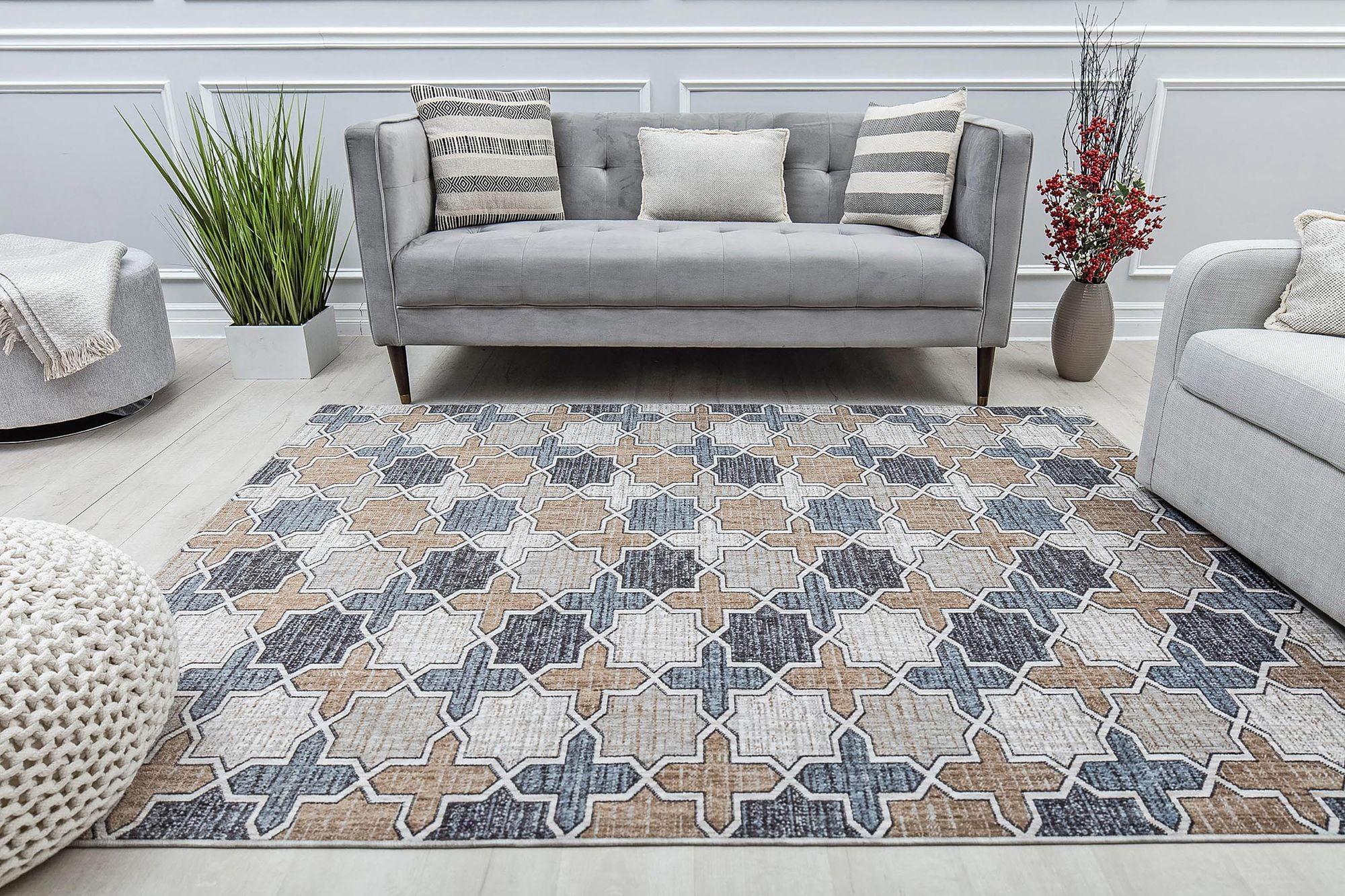 Mason Brooks Cressida CA40A RusticTaupe Geometric Contemporary Gray Area Rug, 5'3" x 7'0"