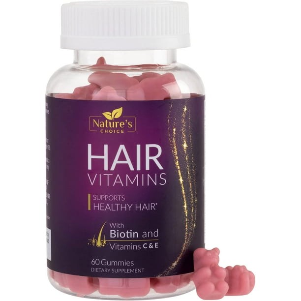 Hair Vitamins Gummies with Biotin 5000 mcg Vitamin E & C Support Hair ...