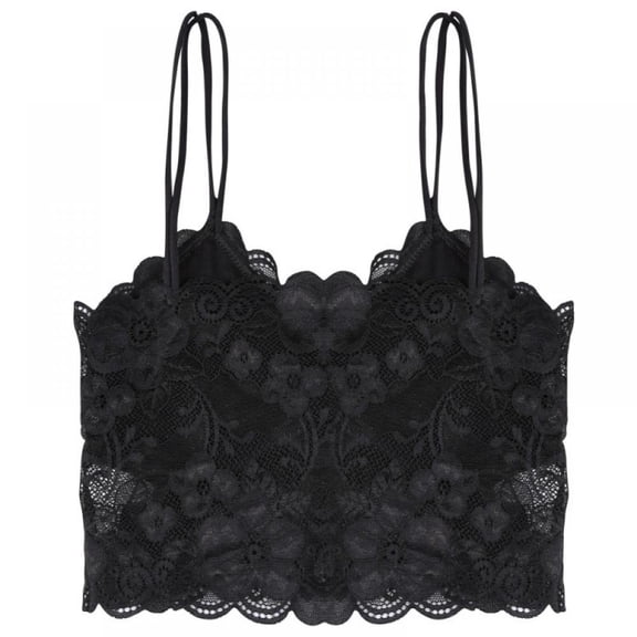 Pretty Comy Women Double Straps Lace Camisole Wire Free Tank Top 1 Pack,White or Black