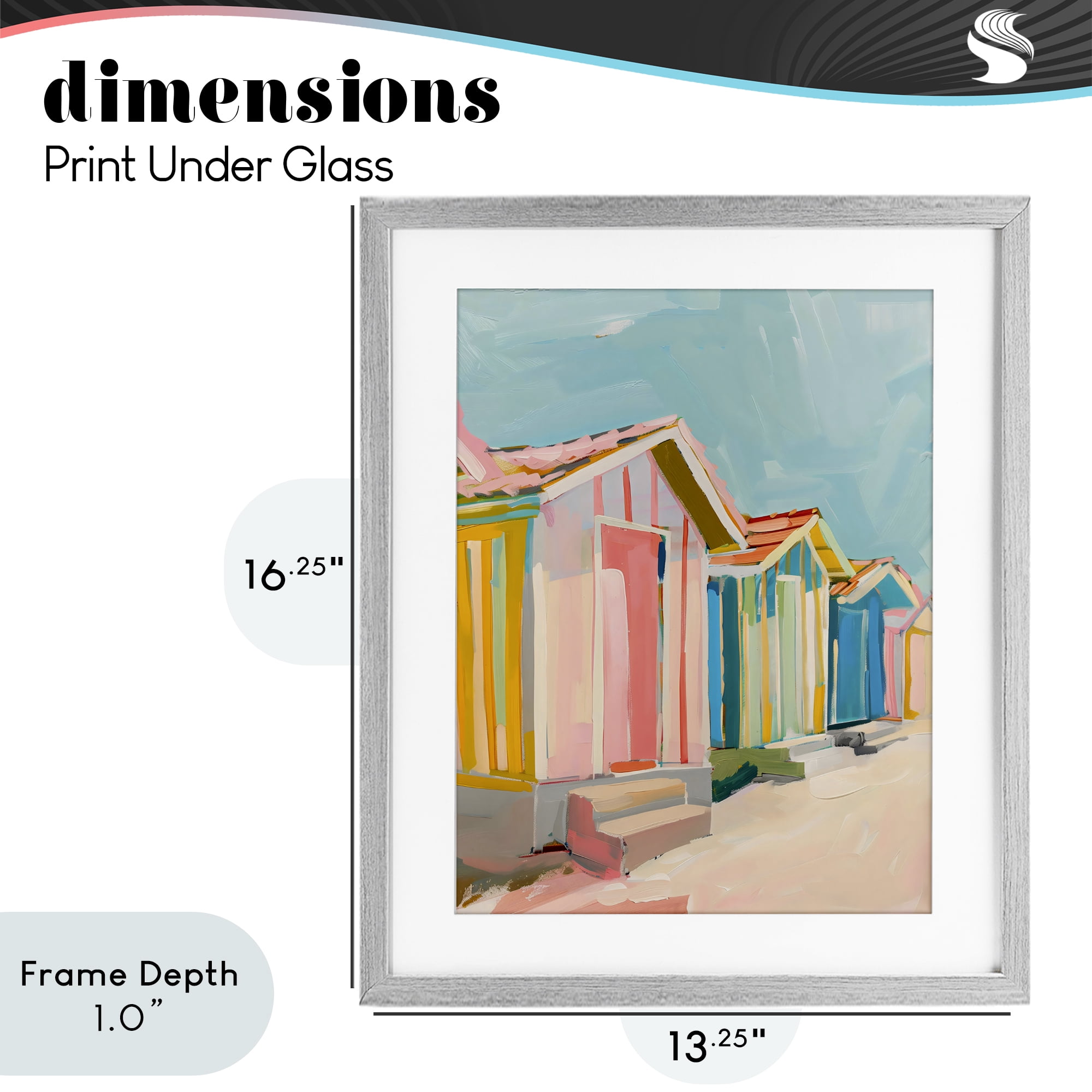 Stupell Industries Striped Beach Bungalows Gray Framed Print Under Glass, design by The Prints Vibe