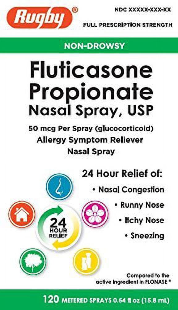 Rugby Fluticasone Propionate Nasal Spray, 50 mcg, 120 Sprays, 0.54 Fl. Oz.