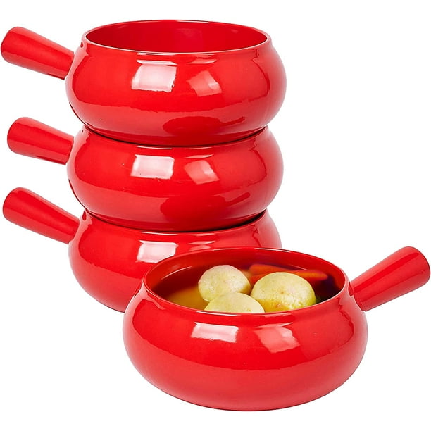 Bruntmor Set of 4 French Onion Soup Bowls with Handle - 17oz Porcelain