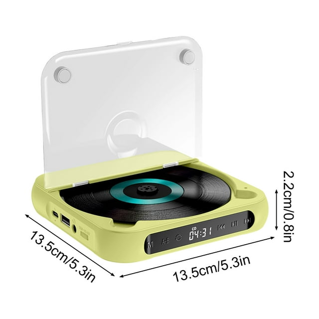 Btomtd Lecteur CD Écoutez le Son avec Votre Cœur Lecteur CD Portable Éducation Prénatale Apprentissage de l'Anglais Répétiteur de CD, Vert