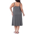 thumbnail image 3 of Camisón de mujer plus size Agnes Orinda con tirantes de espagueti, cuello en V plisado, sin mangas, pijama chemise, vestido de lounge midi 2X gris, 3 of 6