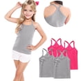 thumbnail image 6 of AHTJRT 4 Pack Tank Tops for Girls Workout Beach Running Vest Cross Racerbacks Camisole Top Lightweight Cotton Soft Tops Hot Pink#05 3 Years, 6 of 6