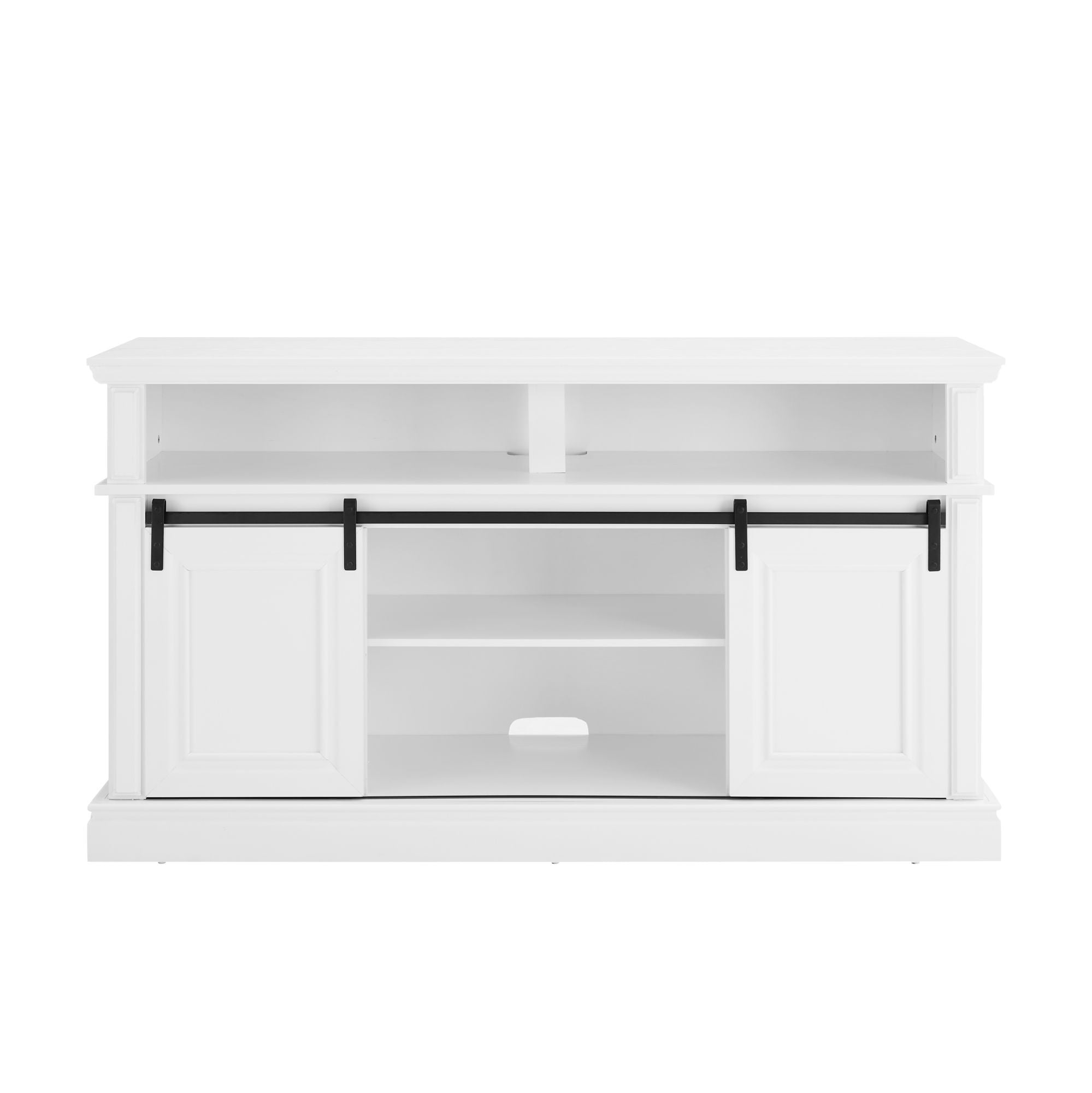 DEALTOPS Mid Century TV Stand Console Table with Spacious Space and Sliding Doors for TVs Up to 65'', Antique White