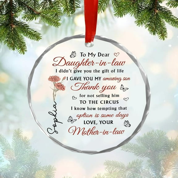 To My Daughter-in-Law Glass Ornament – Mother and Daughter Christmas Gift – Elegant Holiday Keepsake