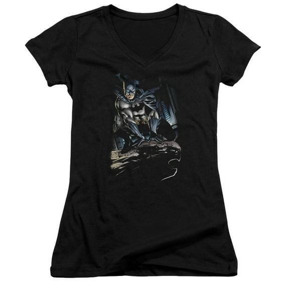 Batman Perched Junior Women's T-Shirt V-Neck Black