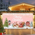thumbnail image 2 of Fsddascl 6 x 13 Ft Christmas Garage Door Cover, Pink Christmas Large Garage Door Banner, Xmas Snowman Santa Elk Snowflake Tree Hanging Garage Mural Background for Indoor Outdoor Xmas Party Supplies, 2 of 9