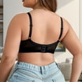 thumbnail image 6 of HOMBOM Plus Size Bras for Womens Minimizer Summer Bralette Wireless Brassiere Spaghetti Straps Black Lace No Underwire Bras 50E, 6 of 7