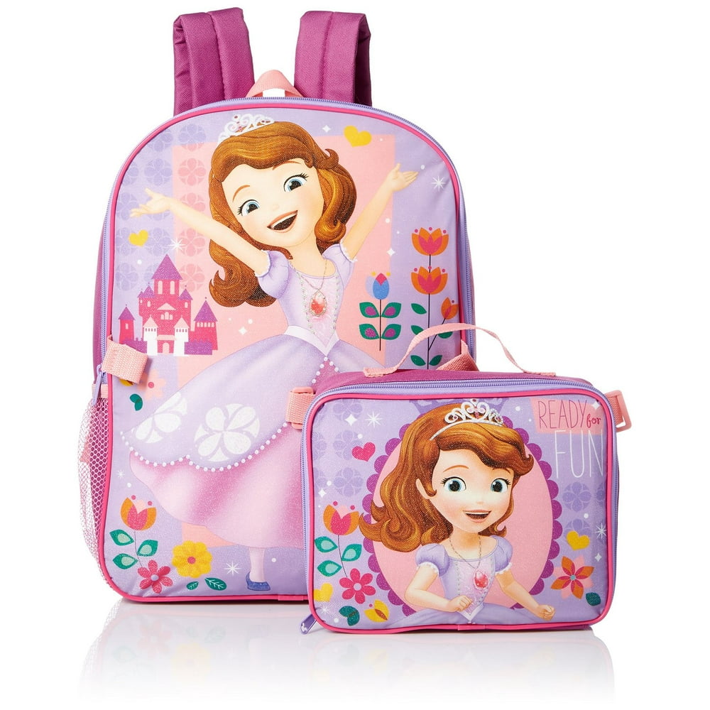 Sofia the First Backpack Disney Sofia the First w/Lunch Bag