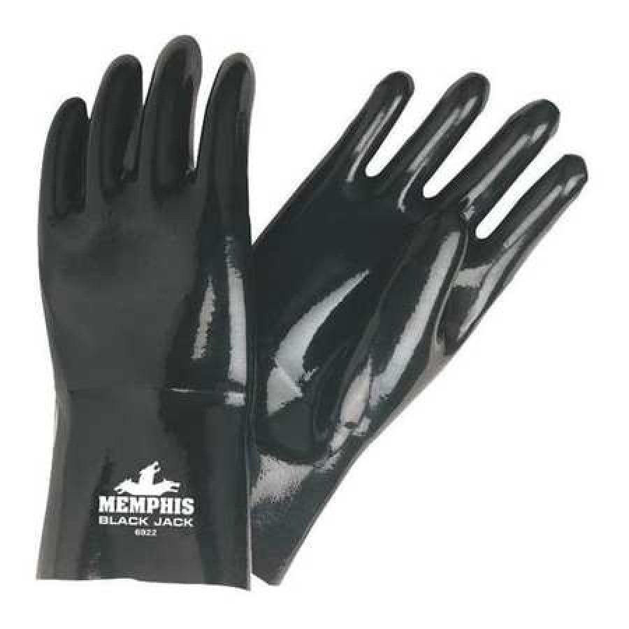 MCR Safety MCR SAFETY 6922 Chemical Resistant Gloves, L, Black
