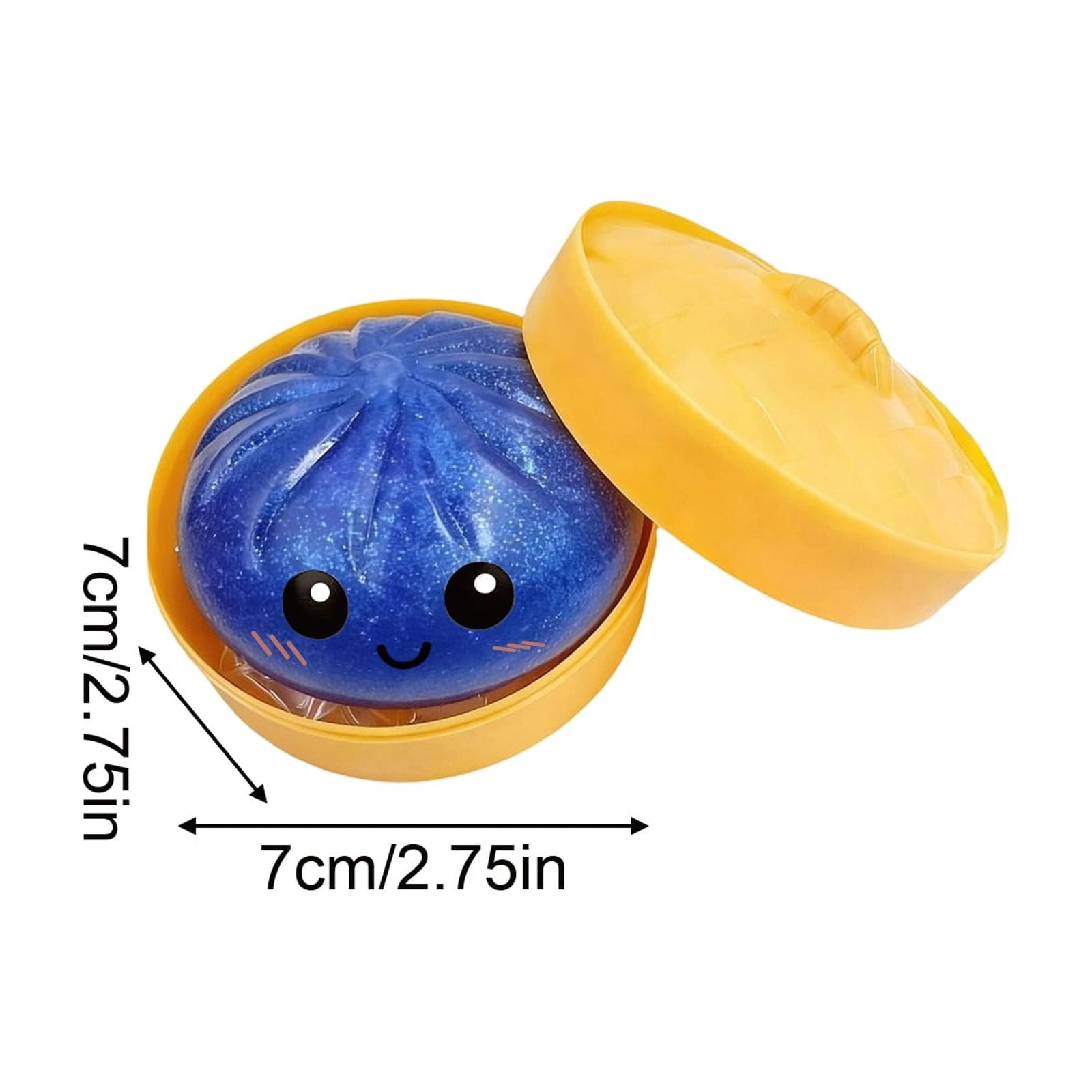 2Pcs Glitter Colorful Dumpling Squishy, Cute Squishy Dumpling Large with Steamer, Squishy Dumpling Doll with Cute Expressions, Silicone Bun Sensory Fidget Dolls, Hand Pinching Decompression Dolls