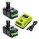 thumbnail image 1 of 18V 6.0Ah Li-ion Recargable 2 Pzas Batería + Cargador, Herramienta Eléctrica Inalámbrica Ryobi ONE+  P108 P109 P106 P105 P104 P103, 1 of 10