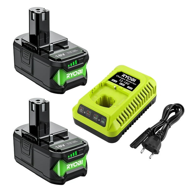 18V 6.0Ah Li-ion Recargable 2 Pzas Batería + Cargador, Herramienta Eléctrica Inalámbrica Ryobi ONE+ P108 P109 P106 P105 P104 P103