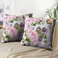 thumbnail image 4 of LALILO Throw Pillow Covers Colorful Butterfly With Watercolor Roses Green Cushion Cover 18" x 18", 2 Pack, 4 of 6