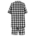 thumbnail image 2 of TaTaai Women's Summer Casual Cotton Linen Plaid V-Neck Button Short Sleeve Top and Drawstring Shorts Two Piece Set Loose Fit Comfortable Breathable Daily Outfit Gift, 2 of 8