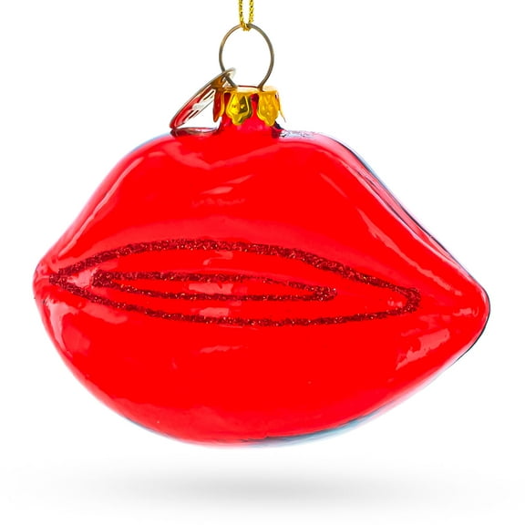 Red Lips Glass Christmas Ornament