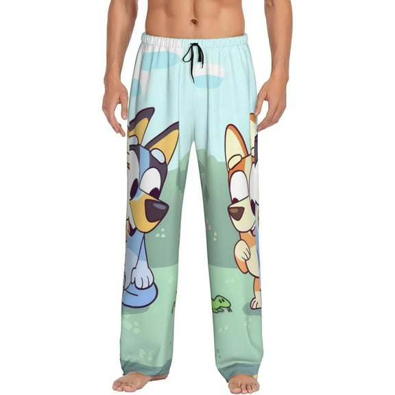Silaia Bluey Print Mens Pajama Pants,Sleep & Lounge Pants, Men's Pajama Bottoms,PJ Bottoms with Pockets and Drawstring/Elastic Waist-