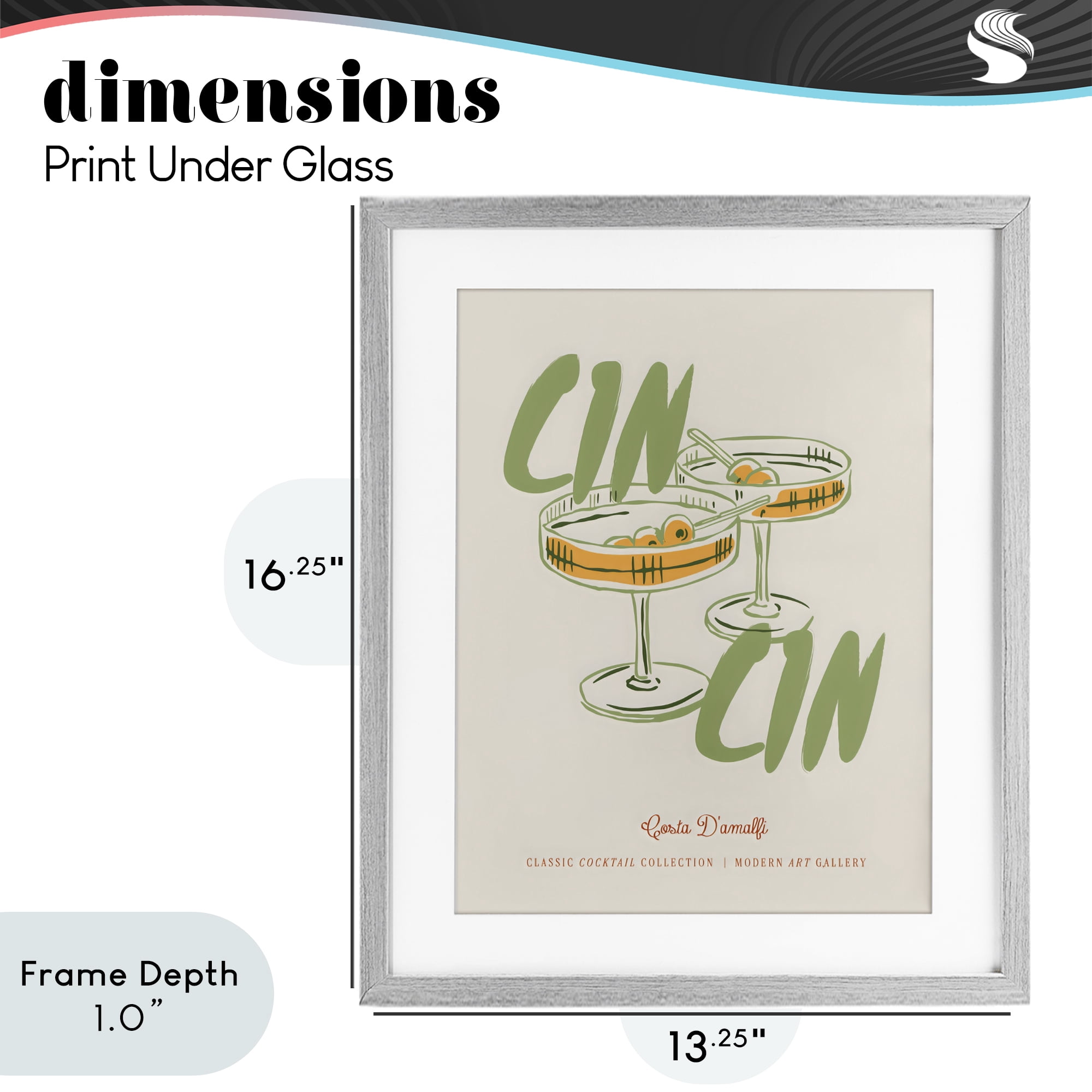 Stupell Industries Cin Cin Amalfi Cocktail Gray Framed Print Under Glass, design by The Prints Vibe