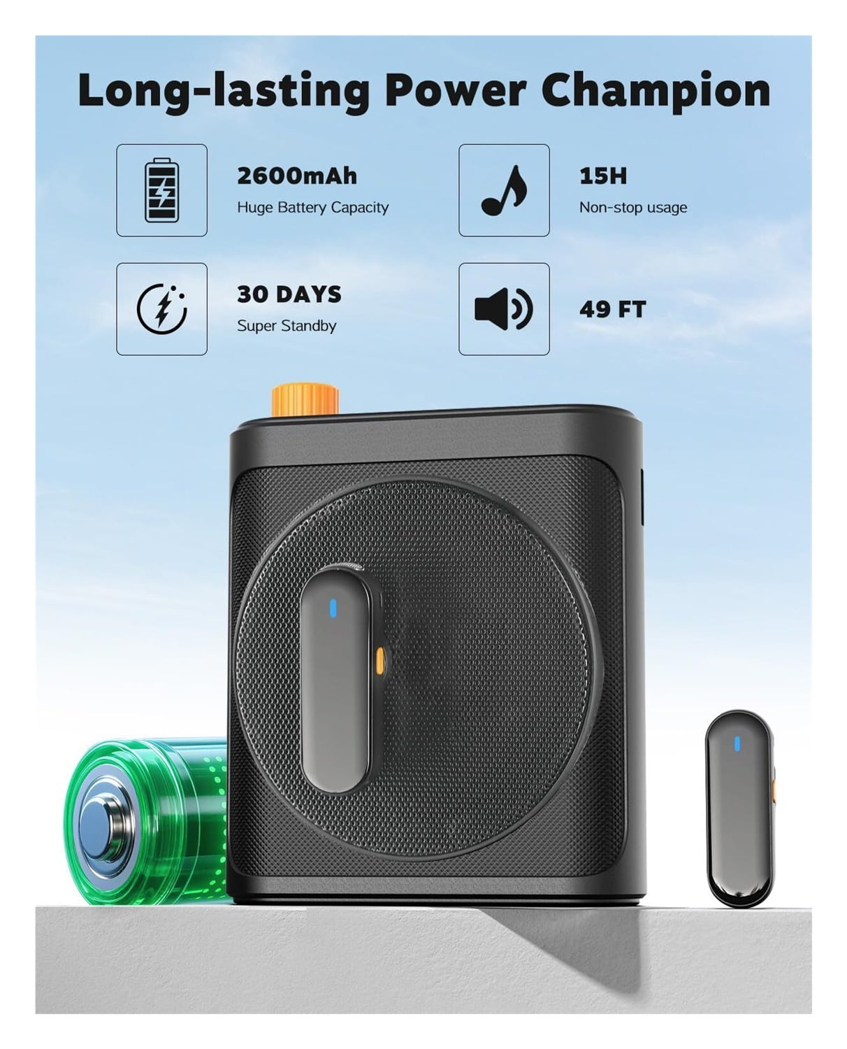 Voice Amplifier for Teachers with Wireless Magnetic Lavalier Microphone, Bluetooth Portable Rechargeable Speaker, 2 Mics for Classroom, Meetings, Speeches, Outdoor