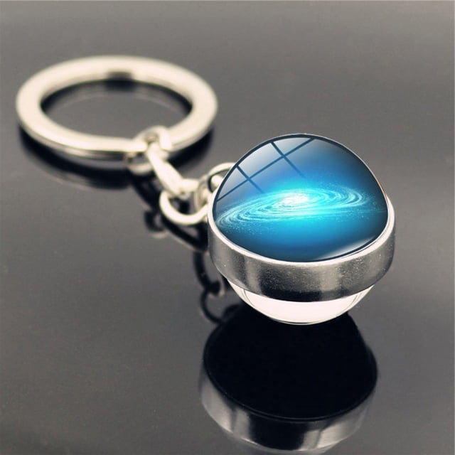 FcBaudy Keychains for Women,Wallet Keychain,Car Keychain,Cute Keychain Solar System Milk y Way Nebula Double Sided Glass Keychain Keychain Keychain