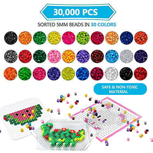 Kids DIY Kare & Kind Fuse Beads Pegboards Arts and Craft Activities Reusable Ironing Paper and Tweezers Also Includes Colorful Card Templates 19 pcs 