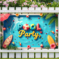 thumbnail image 2 of LUUFILx Pool Party Backdrop Banner Tropical Decorations Summer Event Outdoor Celebration Photo Booth Props Fun Background Party Supplies Vibrant Decor, 2 of 7