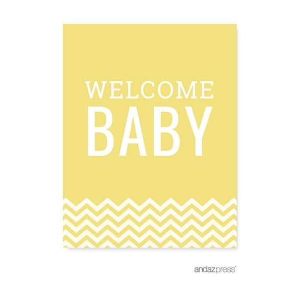 Yellow Chevron Print Baby Shower Party Signs & Banner Decorations, 20-Pack