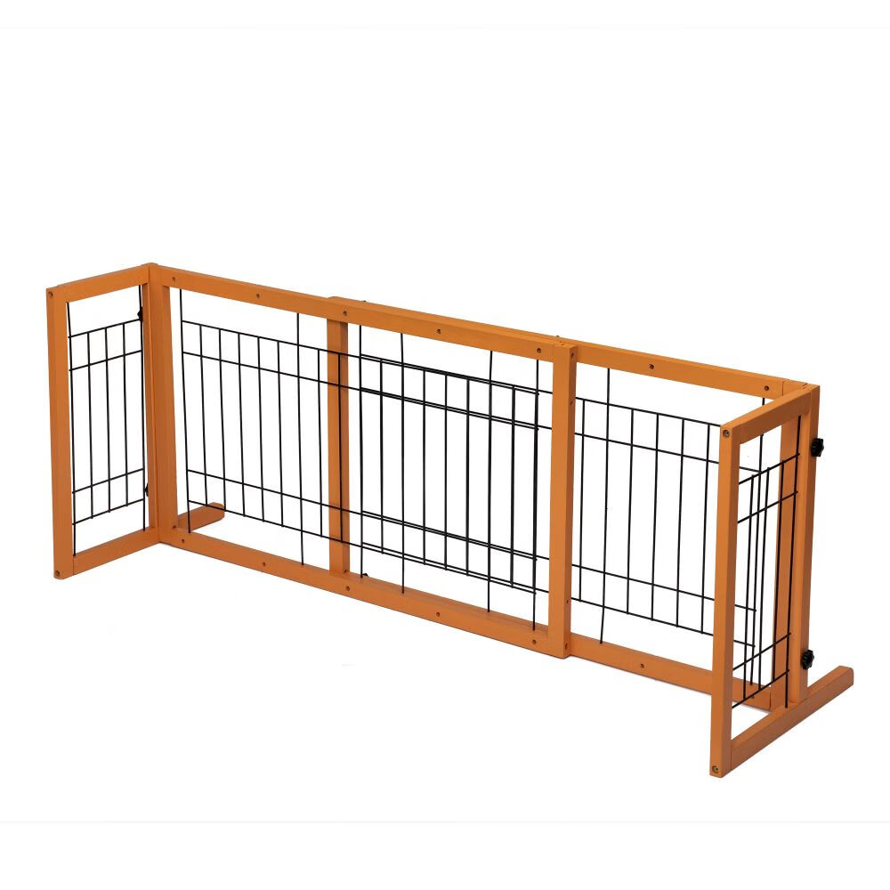 Wood Freestanding Pet Gate, Wood Dog Gate with Adjustable Width 40"71
