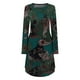 thumbnail image 4 of Vestido HUOGUO para mujer, cuello en O, manga larga, estampado floral, 4 of 5