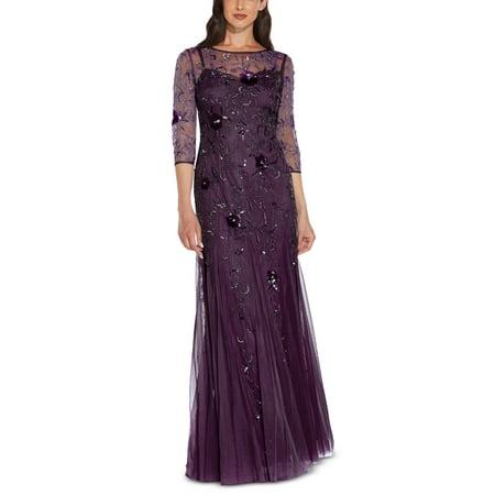 Adrianna Papell Women's Embellished Gown Purple Size 12