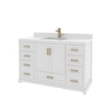 thumbnail image 3 of Ayna Decors Maya 48 in White Bathroom Vanity Set with White Quartz Countertop | Ceramic Sink | 2 Soft Closing Doors | 7 Full Extention Soft Close Drawer | Brushed Nickel Hardware | AVM48WH3002, 3 of 10