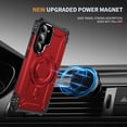 thumbnail image 4 of Designed for Samsung Galaxy S23 Armor Case with Camera Cover Stand, Shockproof Protection, Support Magnetic Wireless Charger Rugged Cover for Galaxy S23, Support Car Magnetic Holder - Red, 4 of 7
