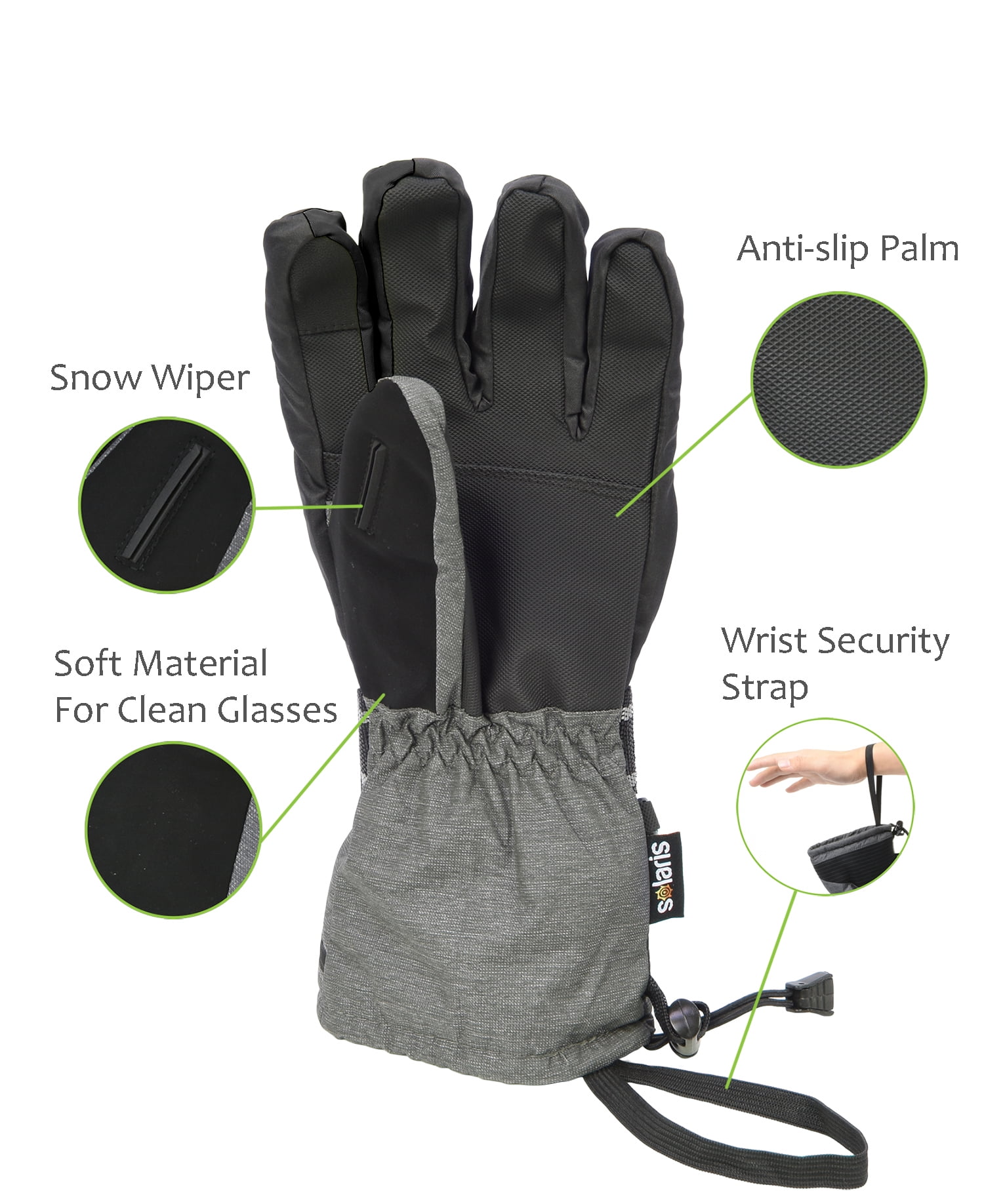 Solaris Men Winter Ski Snow Gloves with Breathable Face Mask The Warmest 3M Insulation Waterproof Outdoor Snowboard Mitt