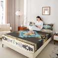 thumbnail image 4 of jejeloiu Vintage Aztec Rhombus Twin Sheet Sets,Brown Cyan White Twin Fitted Sheet,Ancient Bohemain Geometric Flat Sheet For Kids,Luxury Bedroom Decor,3 Pieces, 4 of 7