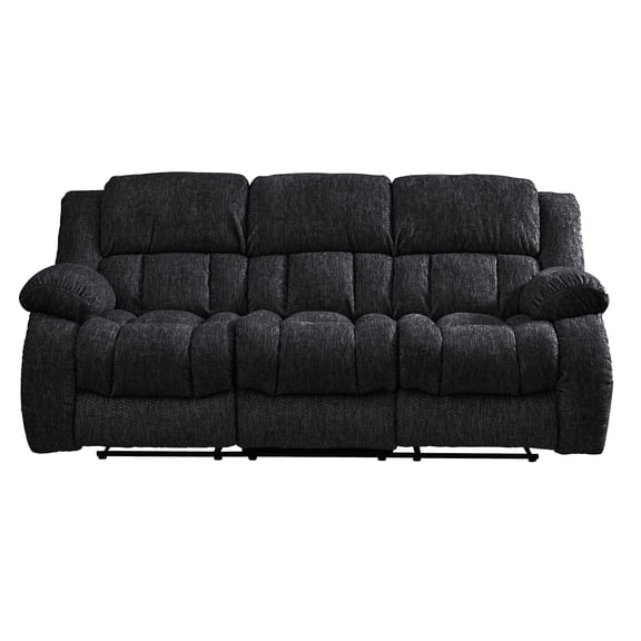 Global Furniture USA Transitional Reclining Sofa, Ebony U250 Ebony Modern Sofa, Durable Polyester Upholstery