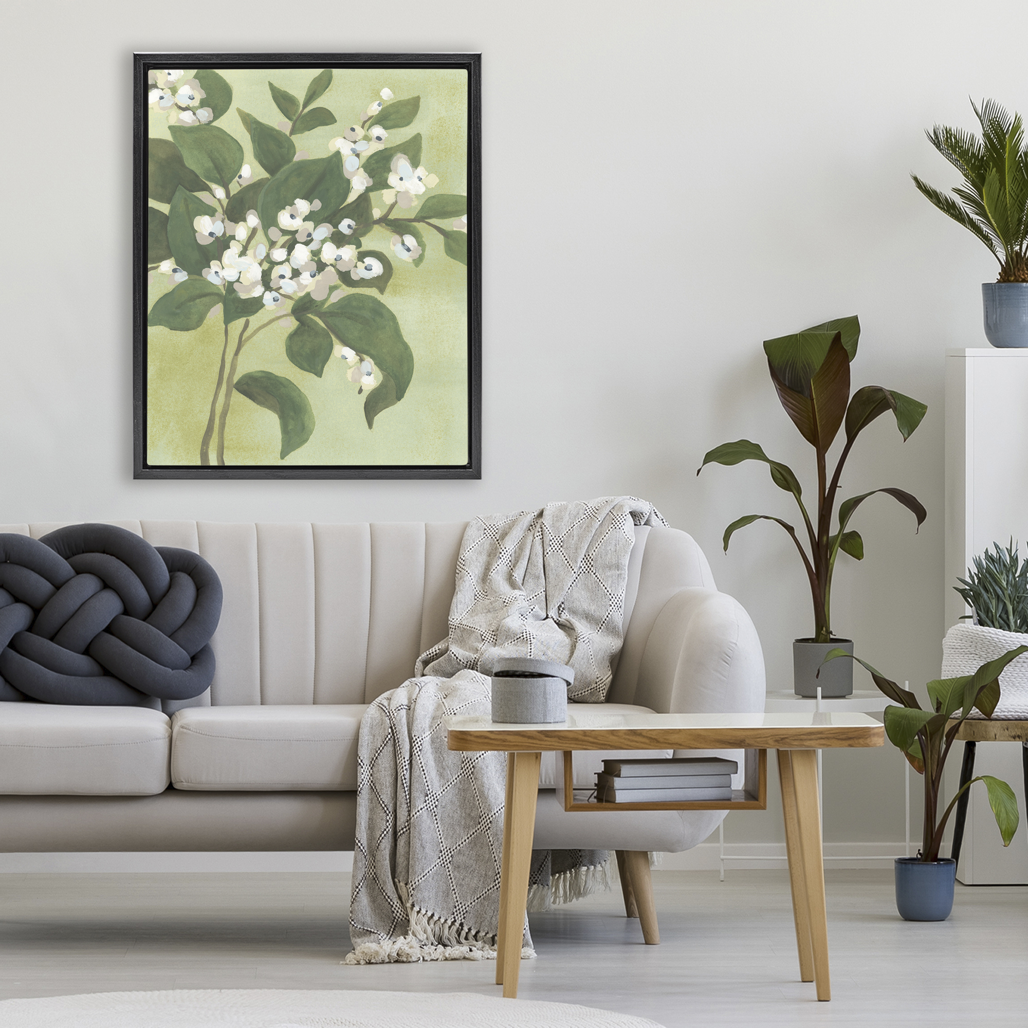 Stupell Industries Verdant Branch Blossoms Black Framed Floater Canvas Wall Art, design by June Erica Vess