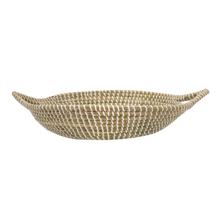 A&B Home Kira Cord Woven Seagrass Bowl - 17.5"Dia. x 4.5"H - Natural/White