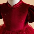 thumbnail image 6 of Lovely Girls Dress Children Cheongsam Standing Collar Red Velvet Trendy Fit Clothes Bodycon Comfy Dailywear Casual Elegant Dresses, 6 of 6
