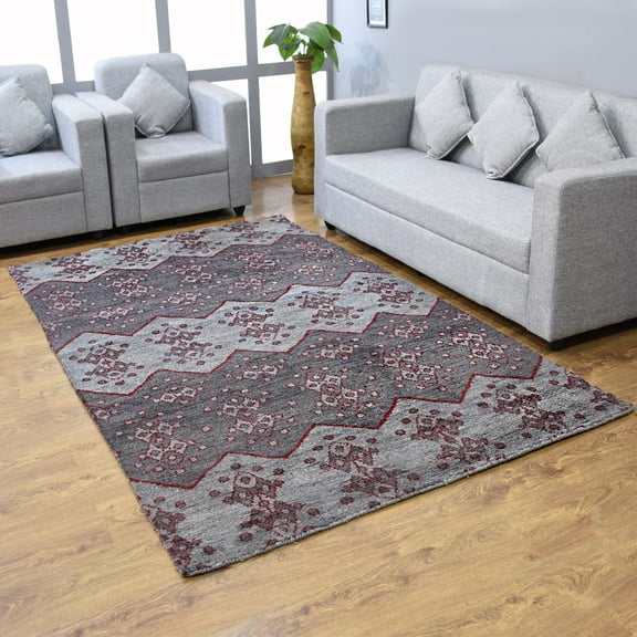 RUGSOTIC CARPETS HAND KNOTTED SILK AREA RUGS - 8'x10', Rectangle, Multicolor, Contemporary Modern Design, High Pile Thick Handmade Anti Skid Area Rugs for Living Room, Bed Room (NS0624)