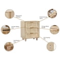 thumbnail image 4 of Wirrytor Natural Wood 3 Drawer Dresser with Fluted Panel, Modern Nightstand Storage Chest with Gold Handles & Solid Wood Legs, Anti-Tip Bedroom Dresser for Living Room Entryway Hallway, 4 of 15