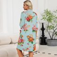 thumbnail image 7 of Zipper Women's Robes Lightweight Loose Fit Bathrobes for Women Zipper Front 3/4 Length Sleeve Knee Length Vintage Floral Print Plus Size Pajama Sleepwear with Pockets Light Blue XXL, 7 of 7