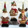 thumbnail image 3 of Christmas Plush Toy with Retractable Legs Handmade Reindeer Snowman Santa Claus Plush Doll Xmas Holiday Party Decoration Ornament, 3 of 7