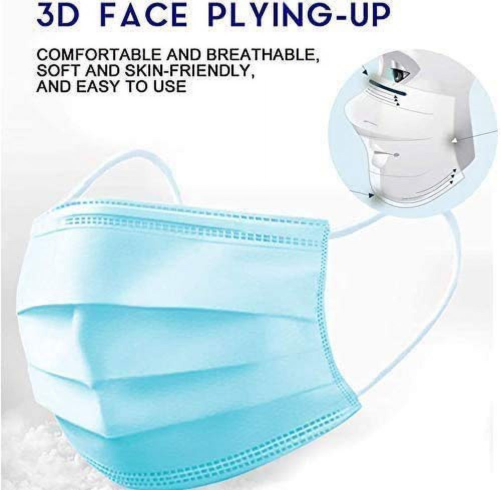 [Pack of 50] Single Use Disposable Face Mask, Effective Filtration, Bulk Pack 3-Ply Masks Facial Cover with Elastic Earloops For Home, Office, School, and Outdoors
