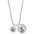 thumbnail image 1 of Delight Jewelry Silvertone Disc 1/2'' Number - 6 - Silvertone Script Initial Disc - S - Charm Necklace, 20"+3", 1 of 4