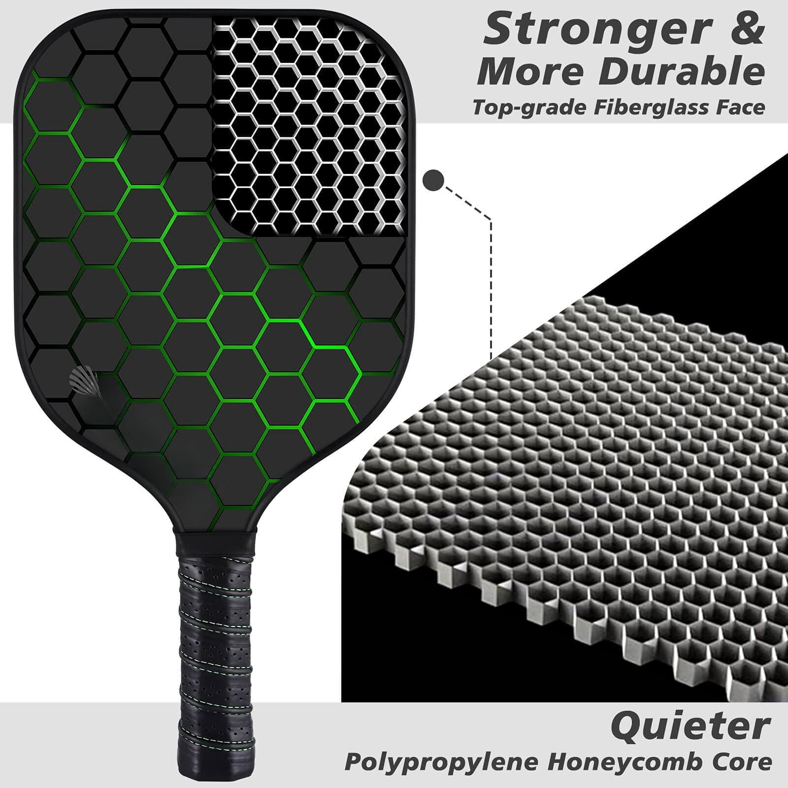 Pickleball Paddles Set Of 4 Or 2  Usapa Approved Fiberglass Rackets With Outdoor Indoor Balls Bag Overgrip Lightweight For Family Professional Equipment Beginners Intermediate