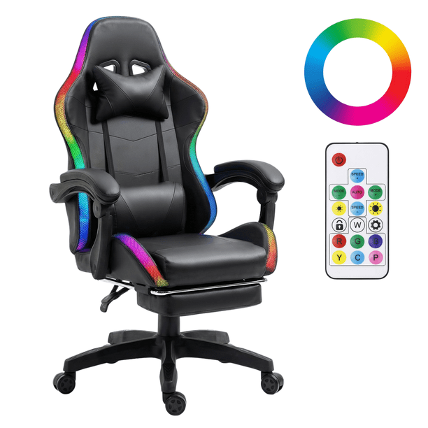 Silla Gaming TITANO con Reposapies y Luz LED Premium Gamer negro 6.49 pulg SGCRPLED01BL