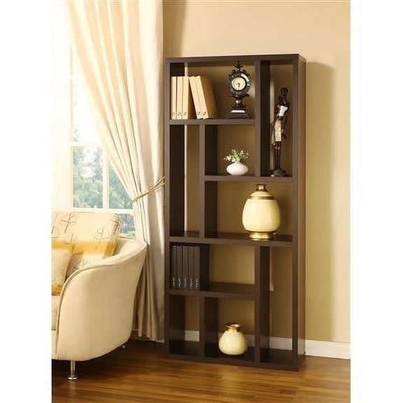 Erkan Multi-Shelf Display Bookcase in Cappuccino