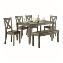 Lexicon Holders 6 Piece Wood Dining Set with Table and 5 Chairs in Gray